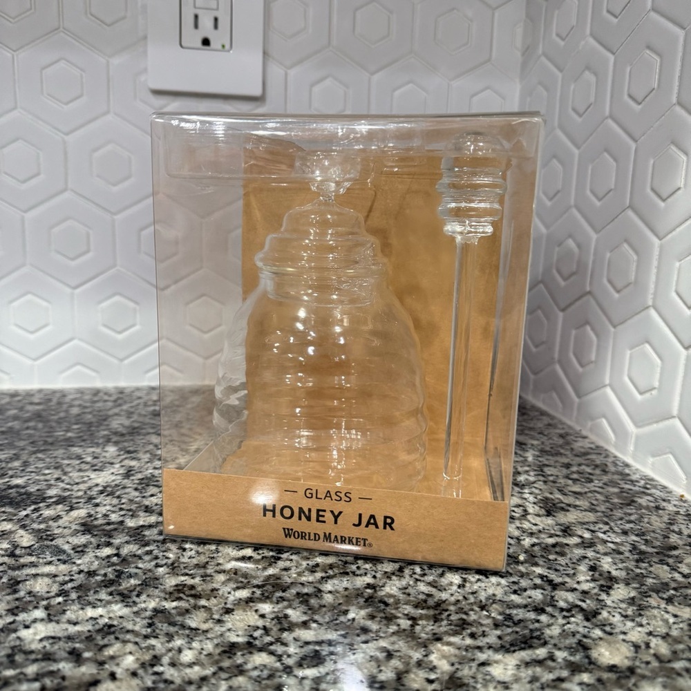 New World‎ Market Glass Honey Jar Set
